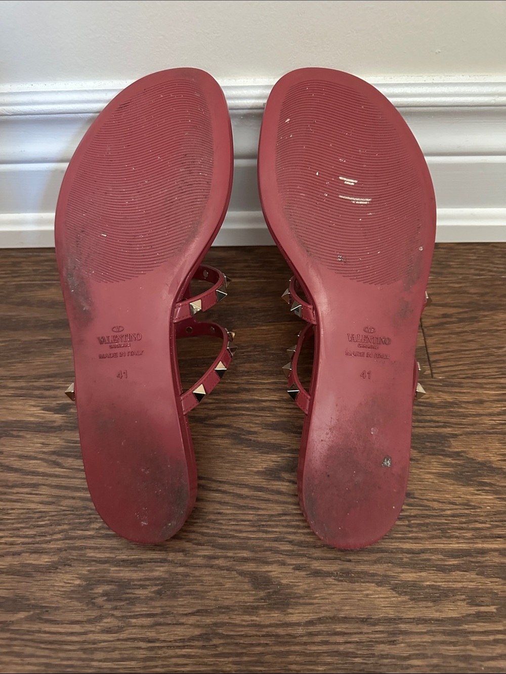 Valentino Pink Jelly Studded Thong Sandals - Picture 10 of 14